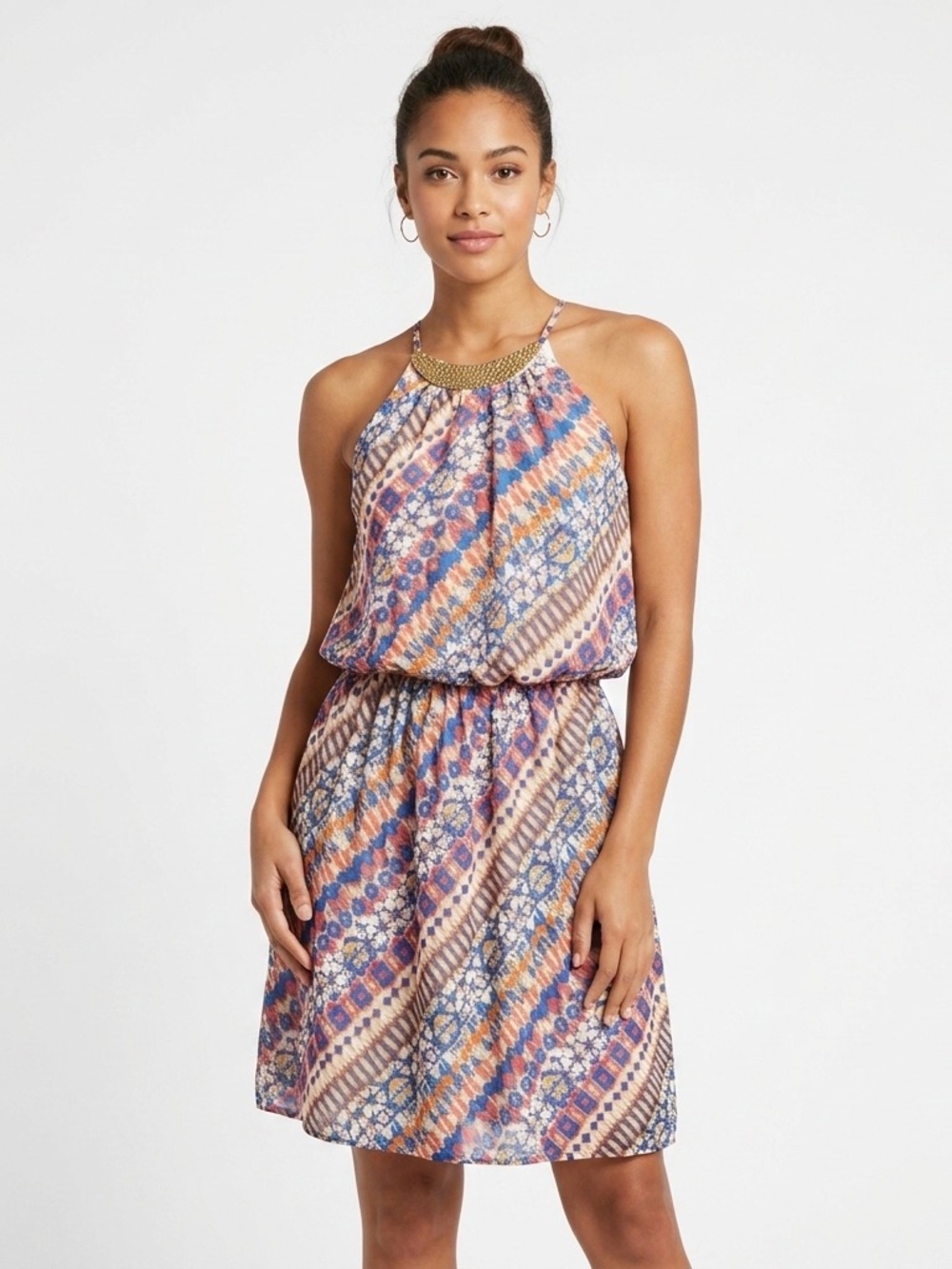 As U Wish Multicolor Halter-Style Printed Dress